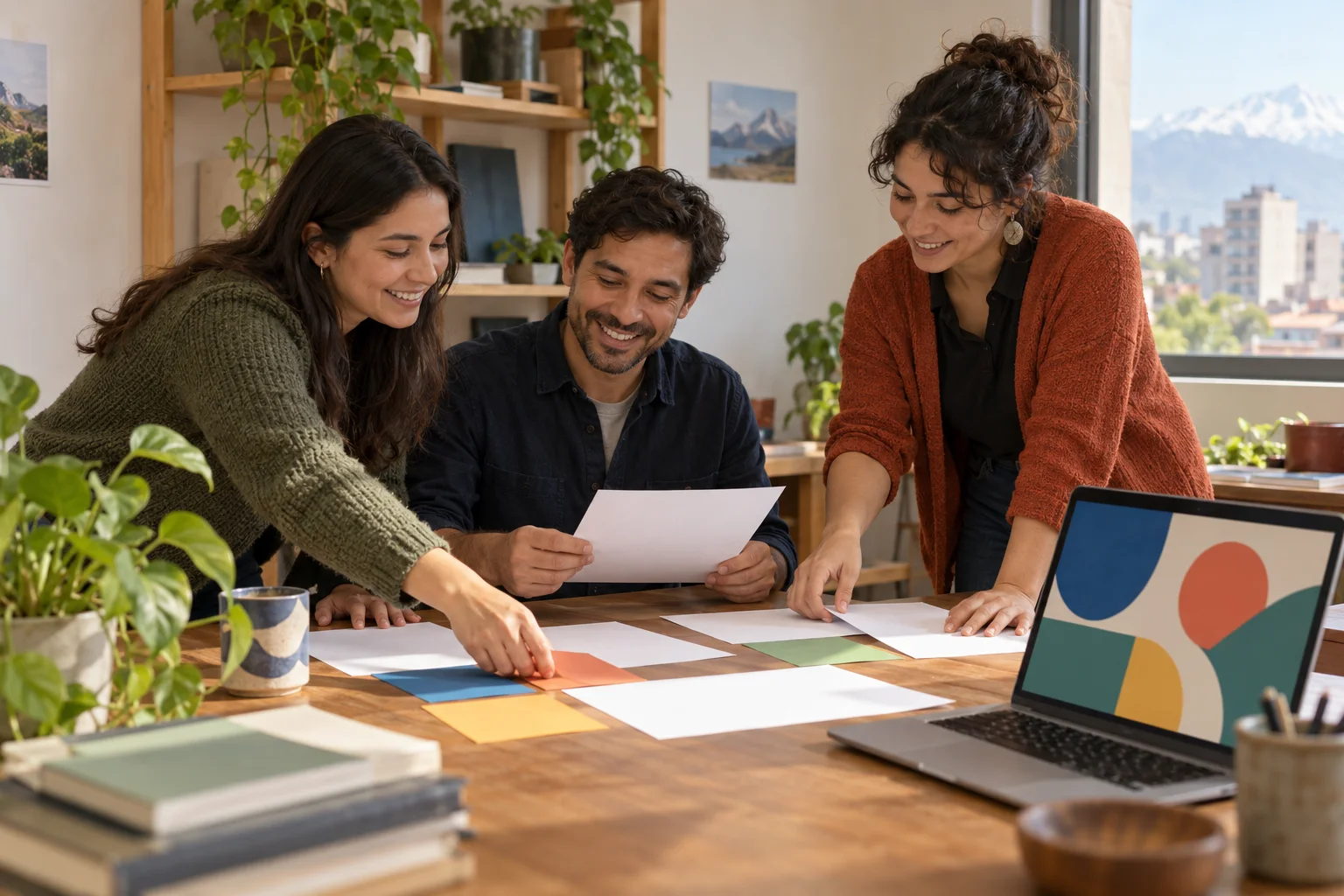 Equipo de una fundación organiza su estrategia de recursos alrededor de una mesa